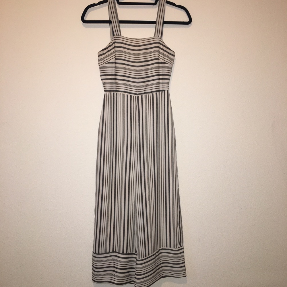 Cream & Dark Grey Striped Jumper/Romper